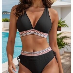NEW  Black and Pink Bikini Set